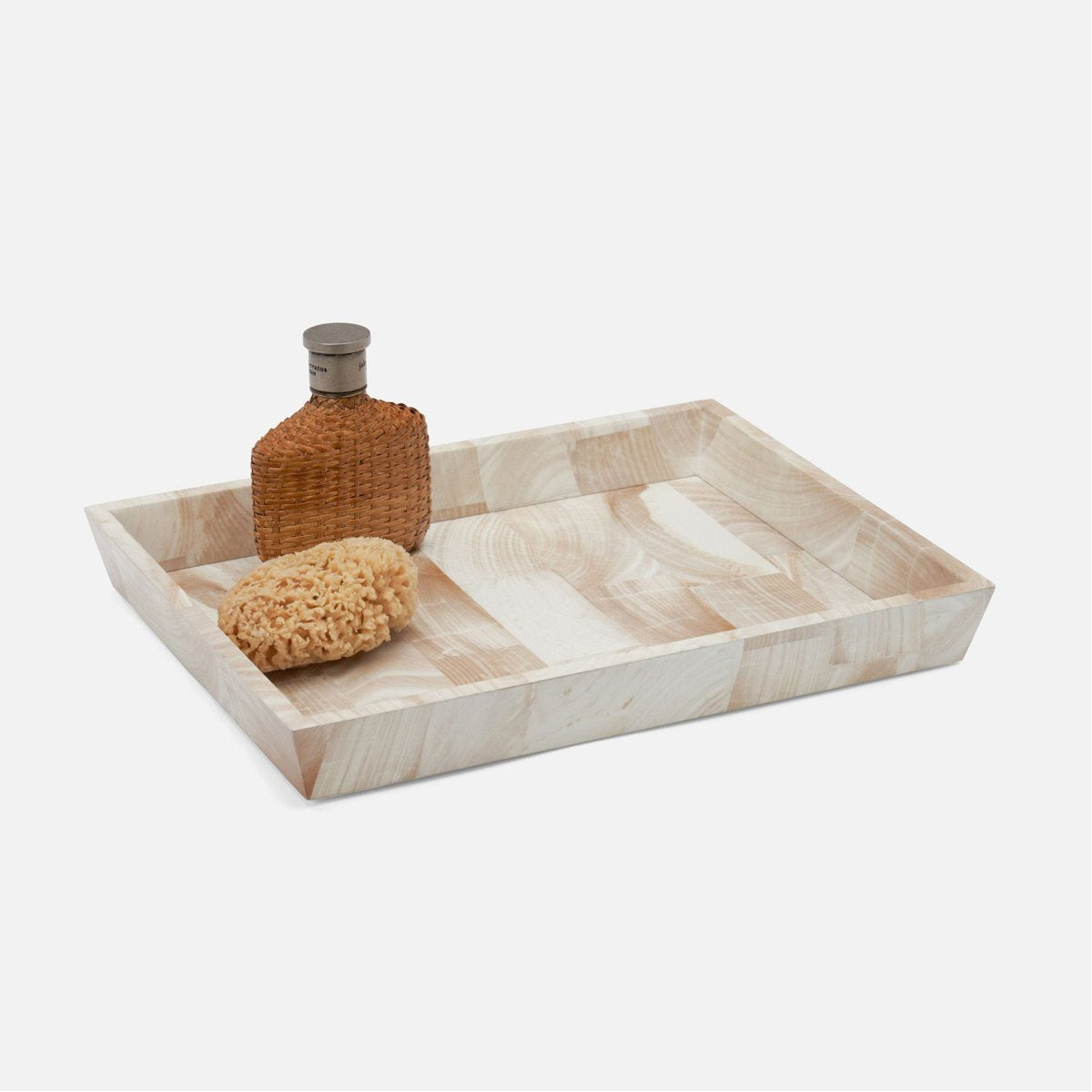 Pigeon and Poodle Palermo II Rectangular Tapered Tray, Faux Clamstone