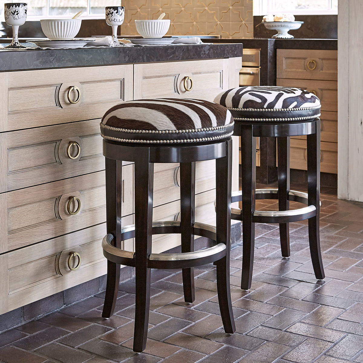 Ambella Home Zebrano Swivel Counter Stool - Backless