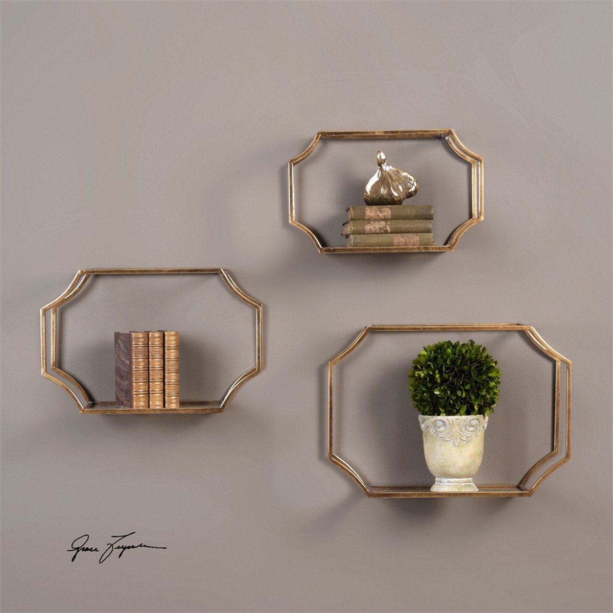 Uttermost Lindee Gold Wall Shelves, 3-Piece Set