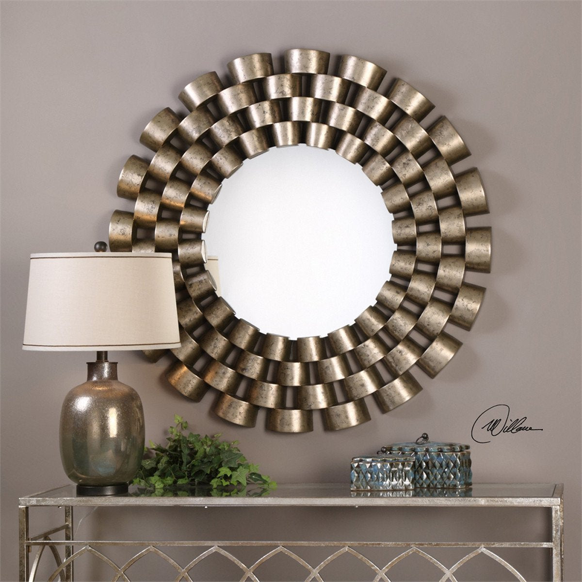 Uttermost Taurion Silver Leaf Round Mirror