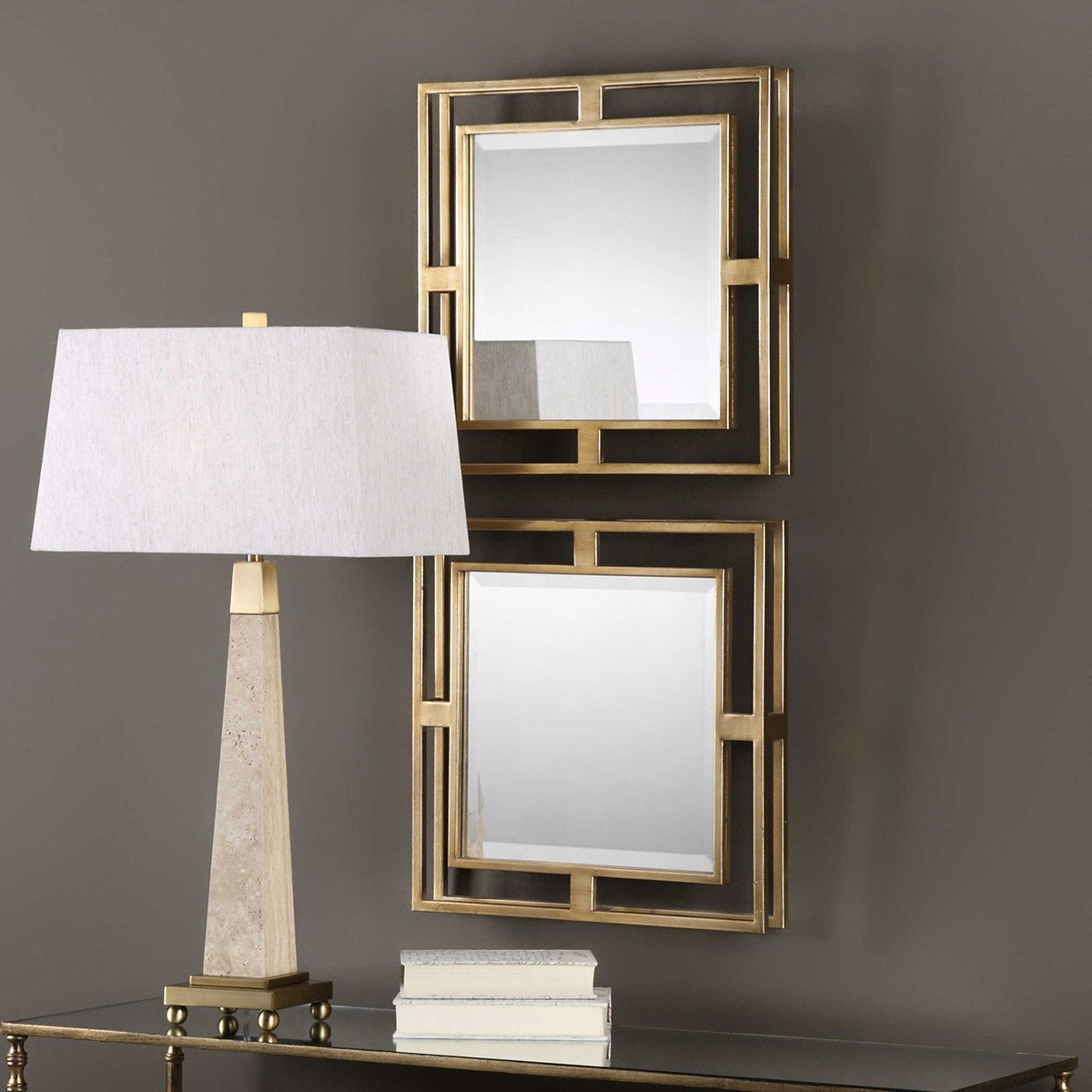 Uttermost Allick Gold Square Mirrors, Set of 2