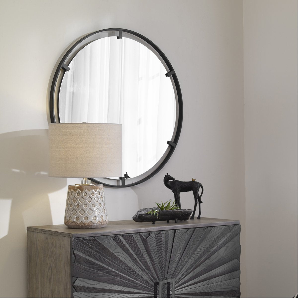 Uttermost Cashel Round Iron Mirror