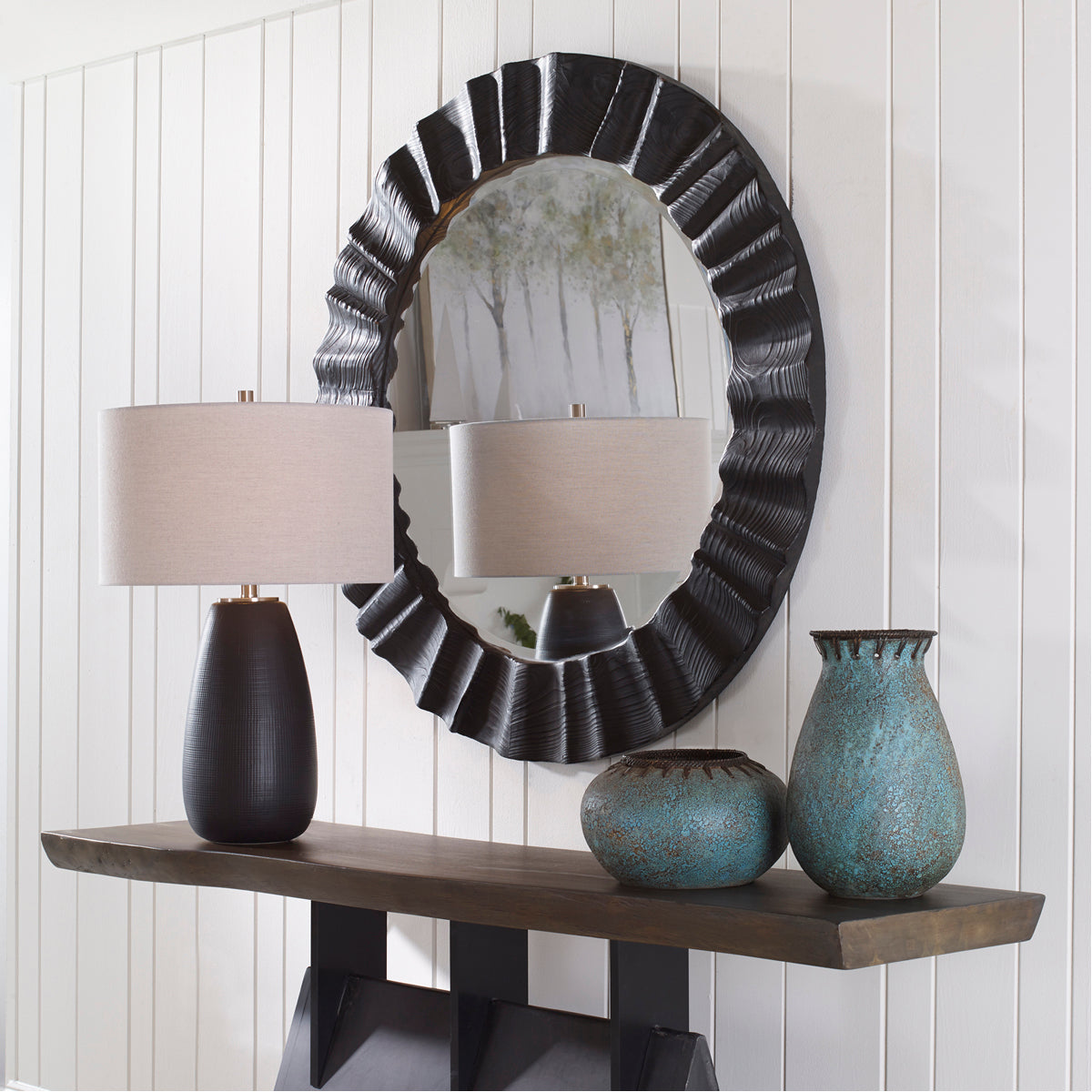 Uttermost Caribou Dark Espresso Round Mirror