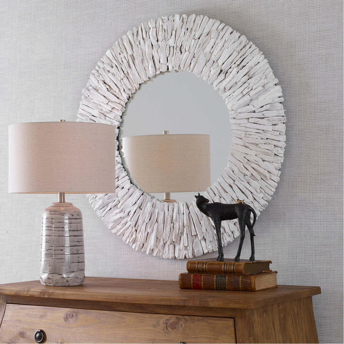 Uttermost Teak Branch Round Mirror