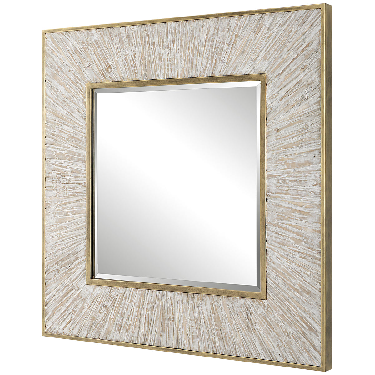 Uttermost Wharton Whitewashed Square Mirror