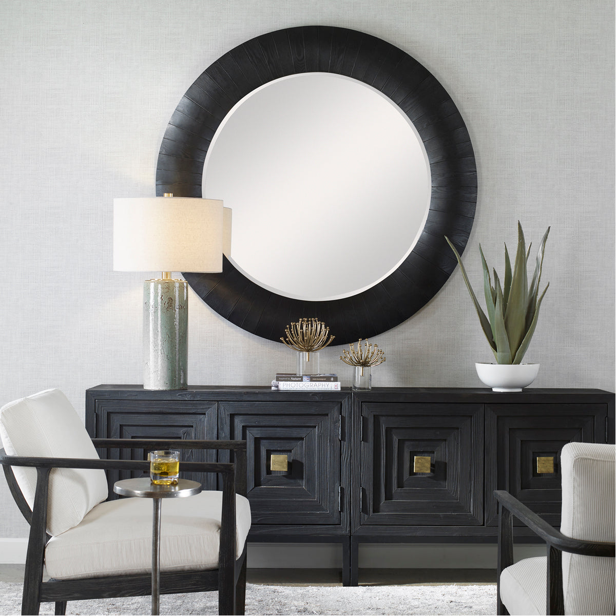 Uttermost Stockade Dark Round Mirror