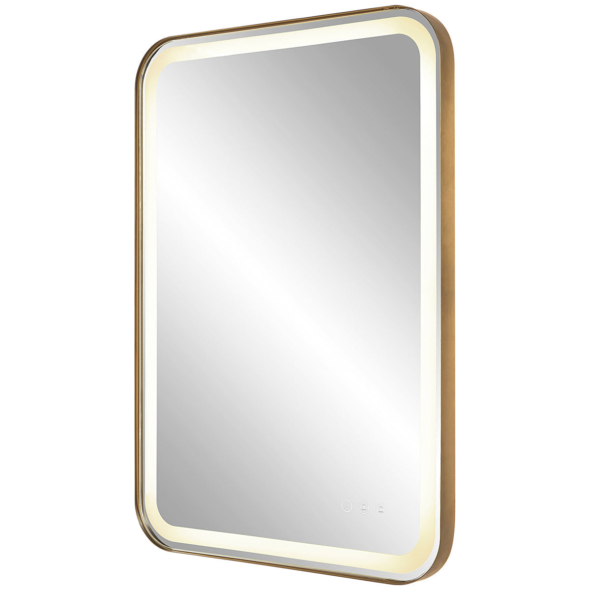 Uttermost Crofton Lighted Brass Vanity Mirror