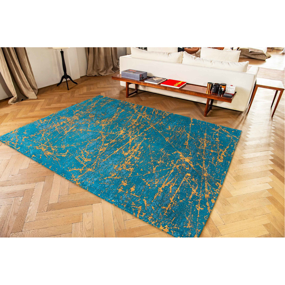 Louis de Poortere Mad Men Stellar 9218 Lightning Turquoise Rug