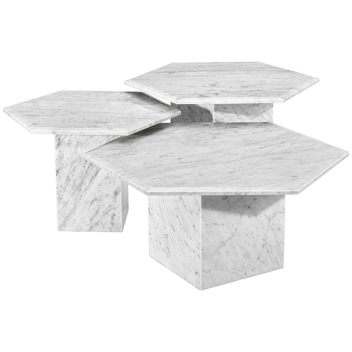 Interlude Home Milo Hexagonal Bunching Tables - Carrara