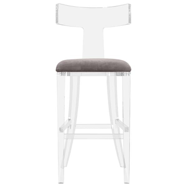 Interlude Home Tristan Klismos Bar Stool - Grey Velvet