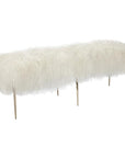 Interlude Home Stiletto Bench - Ivory Sheepskin