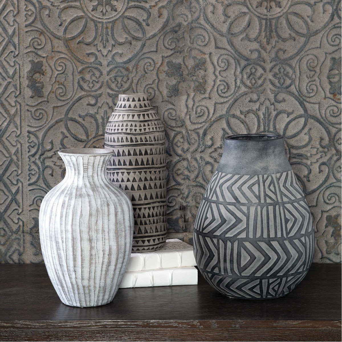 Uttermost Natchez Geometric Vases, 3-Piece Set