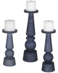 Uttermost Cassiopeia Blue Glass Candleholders, 3-Piece Set