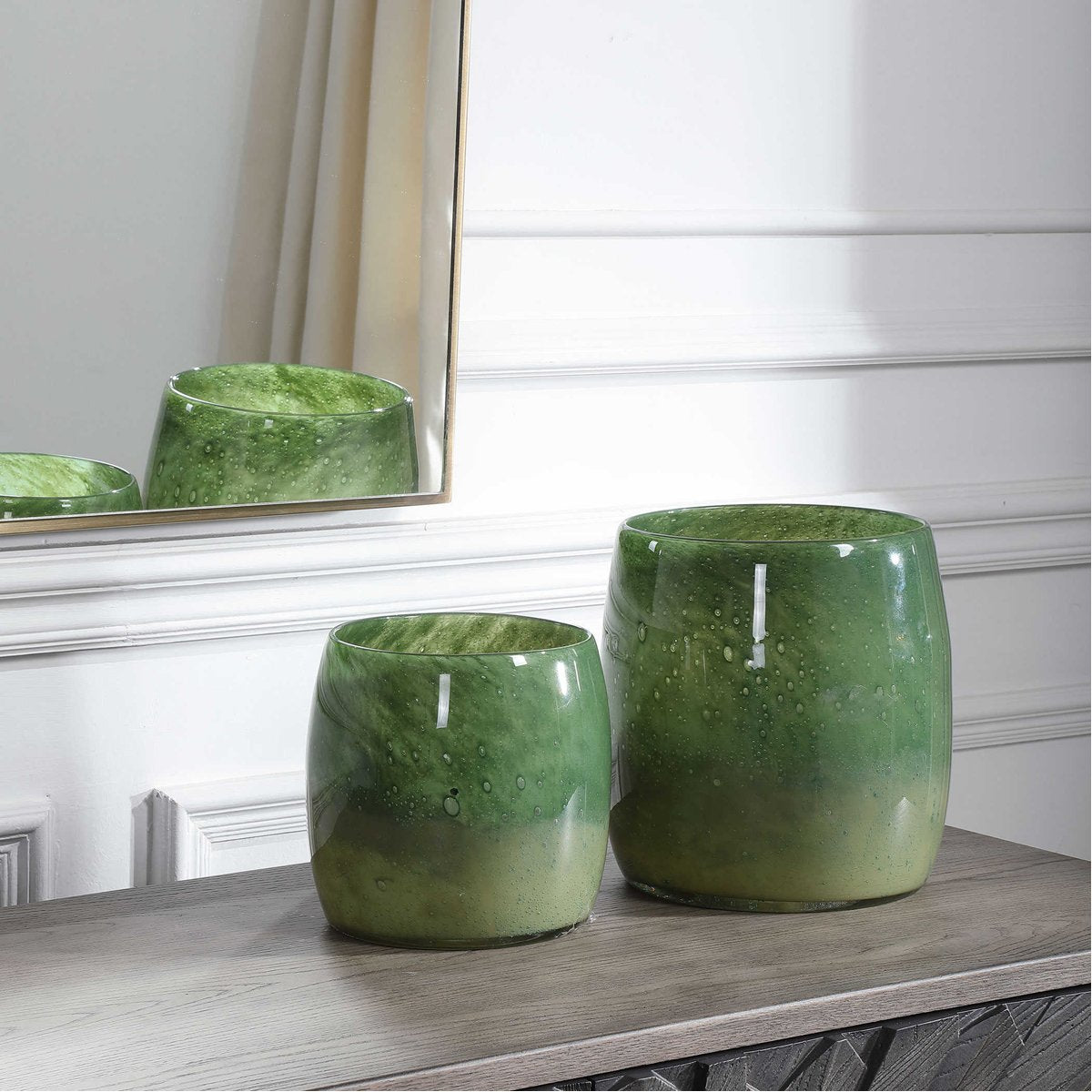 Uttermost Matcha Green Glass Vases, 2-Piece Set