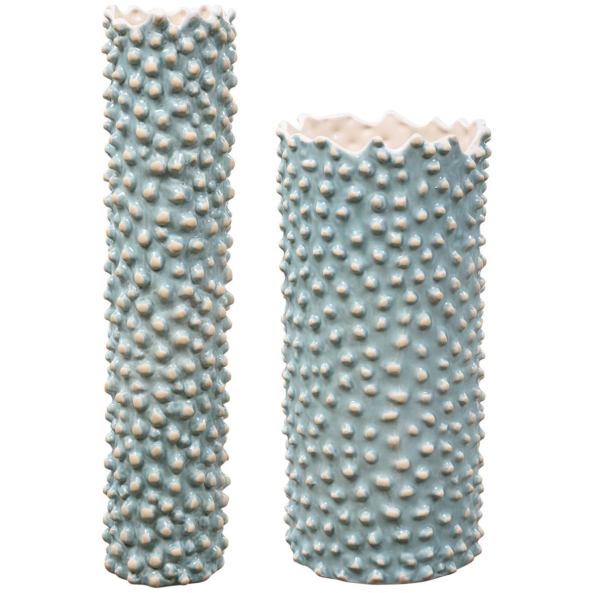 Uttermost Ciji Aqua Ceramic Vases, 2-Piece Set