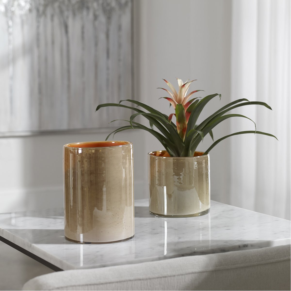 Uttermost Tangelo Beige Orange Vases, 2-Piece Set