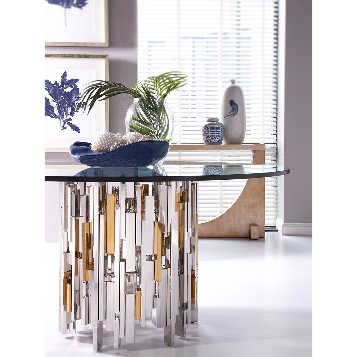 Artistica Home Cityscape Dining Table with Glass Top 01-2041-870-60C