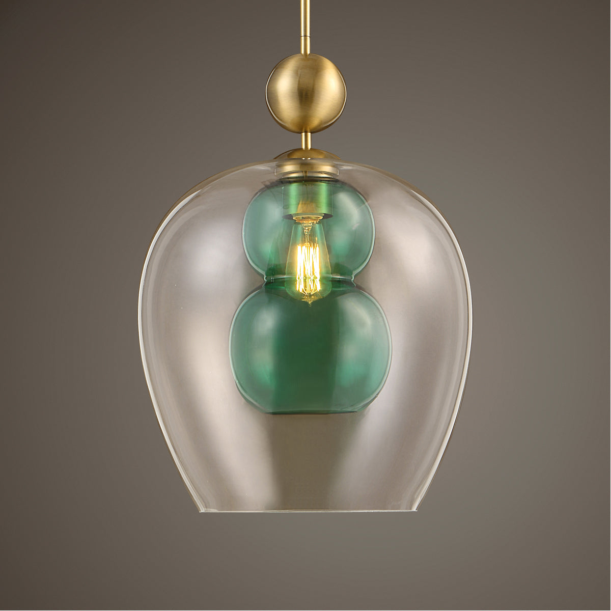 Uttermost Shamrock Green Glass 1-Light Pendant