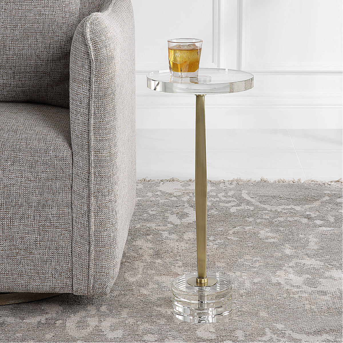 Uttermost Groove Crystal Drink Table