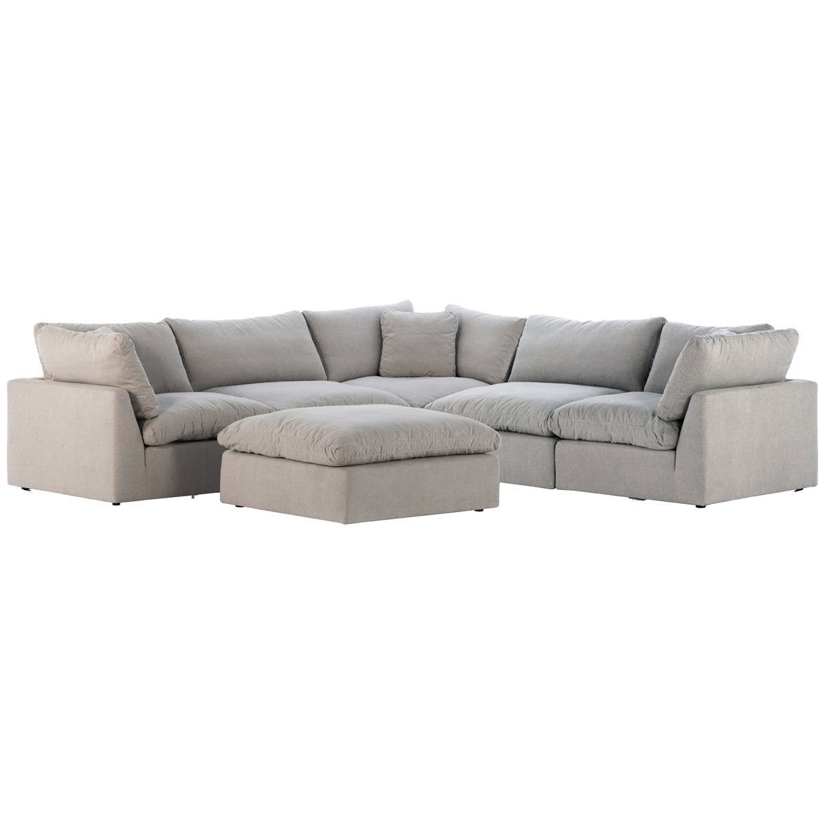 Four Hands Centrale Stevie Destin Flannel Sectional with Free Ottoman