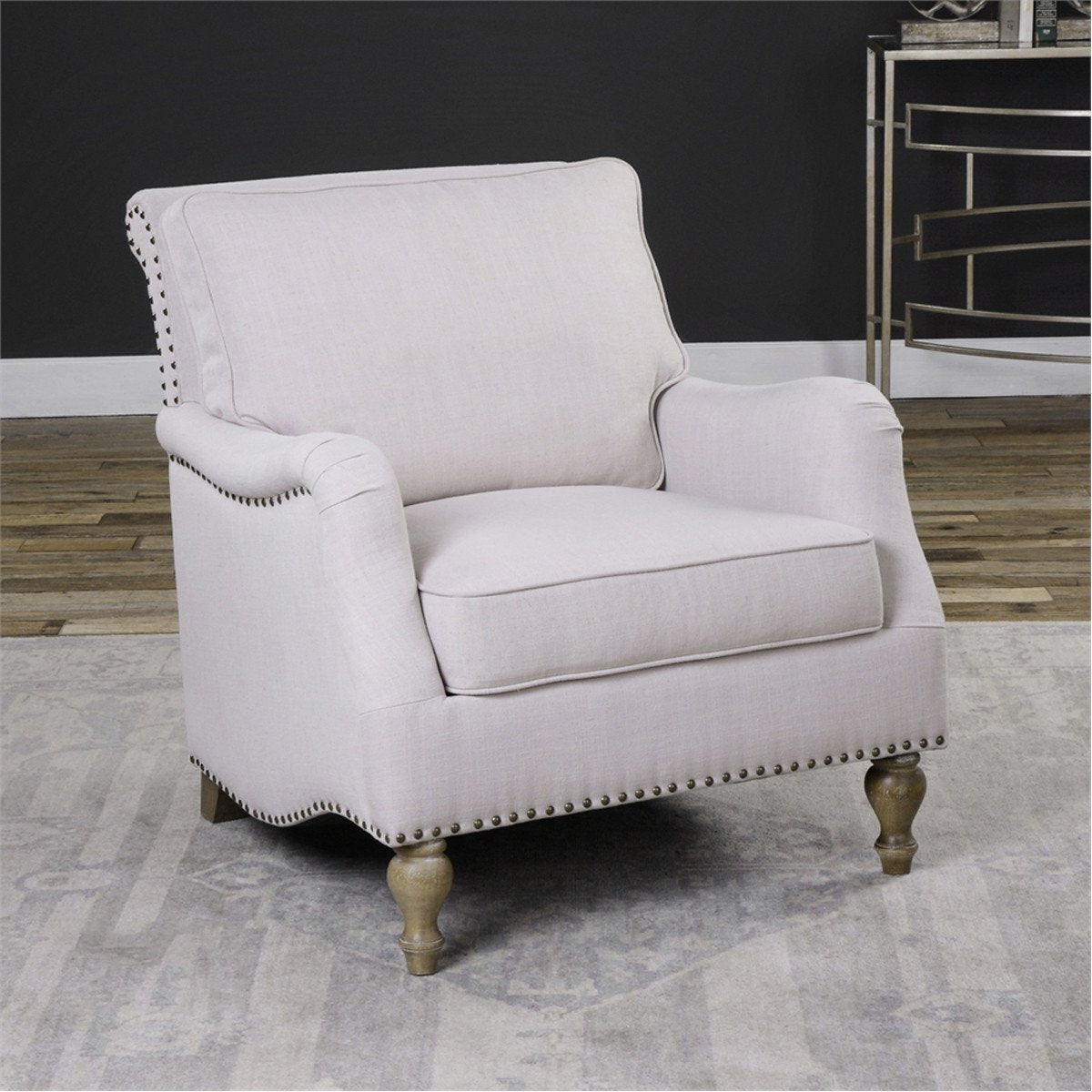 Uttermost Armstead Antique White Armchair