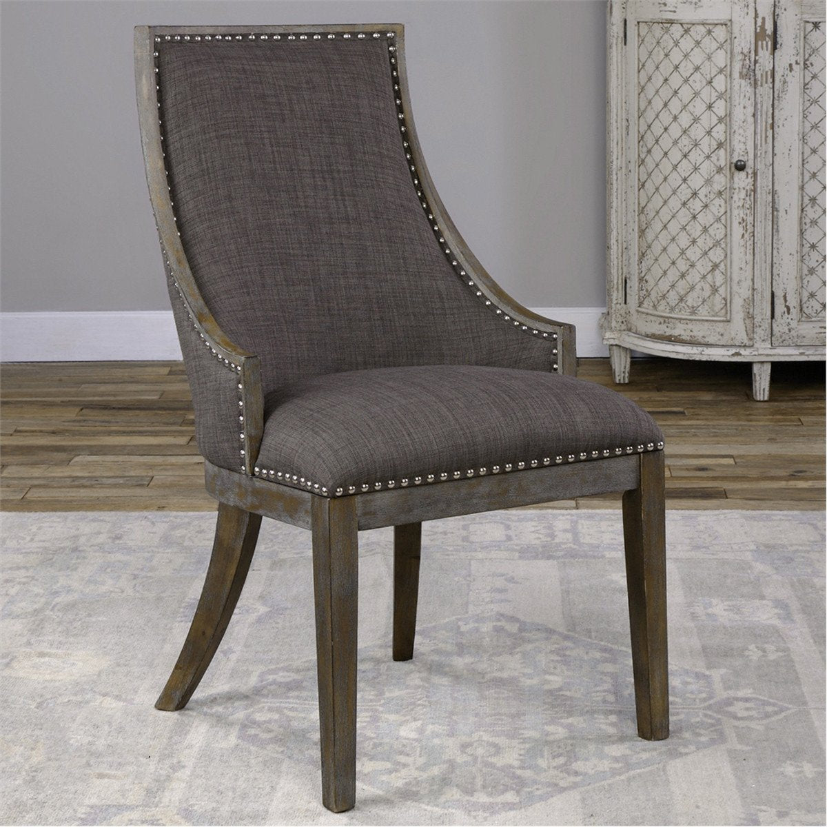 Uttermost Aidrian Charcoal Gray Accent Chair