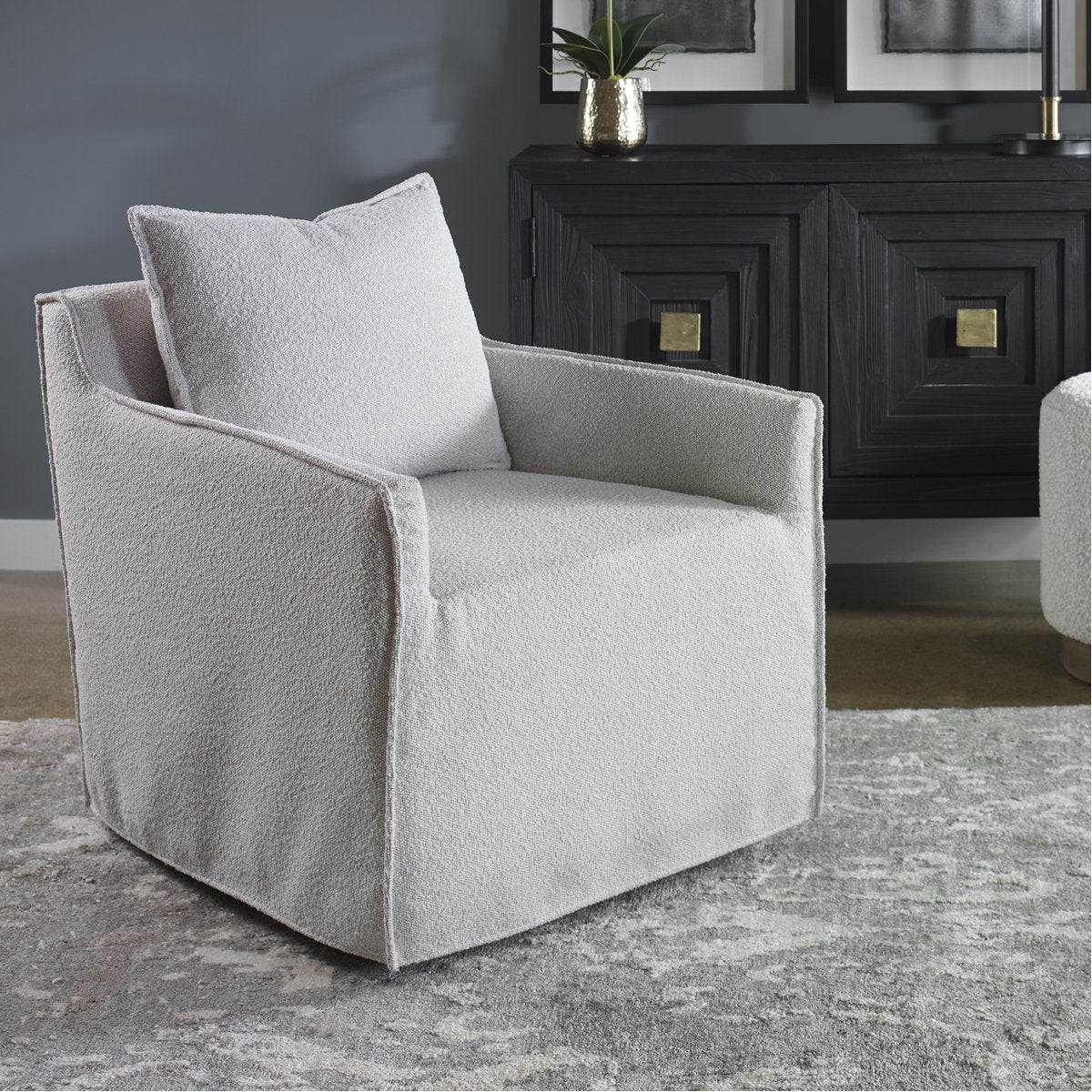 Uttermost Welland Gray Swivel Chair