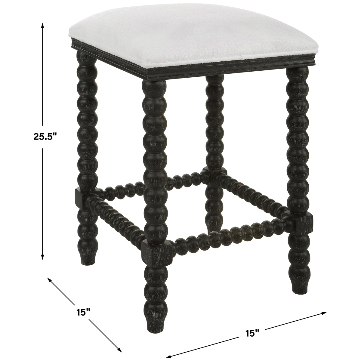 Uttermost Pryce Black Backless Counter Stool