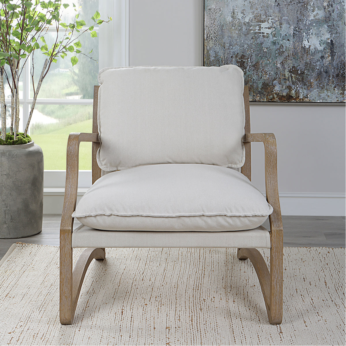 Uttermost Melora Solid Oak Accent Chair