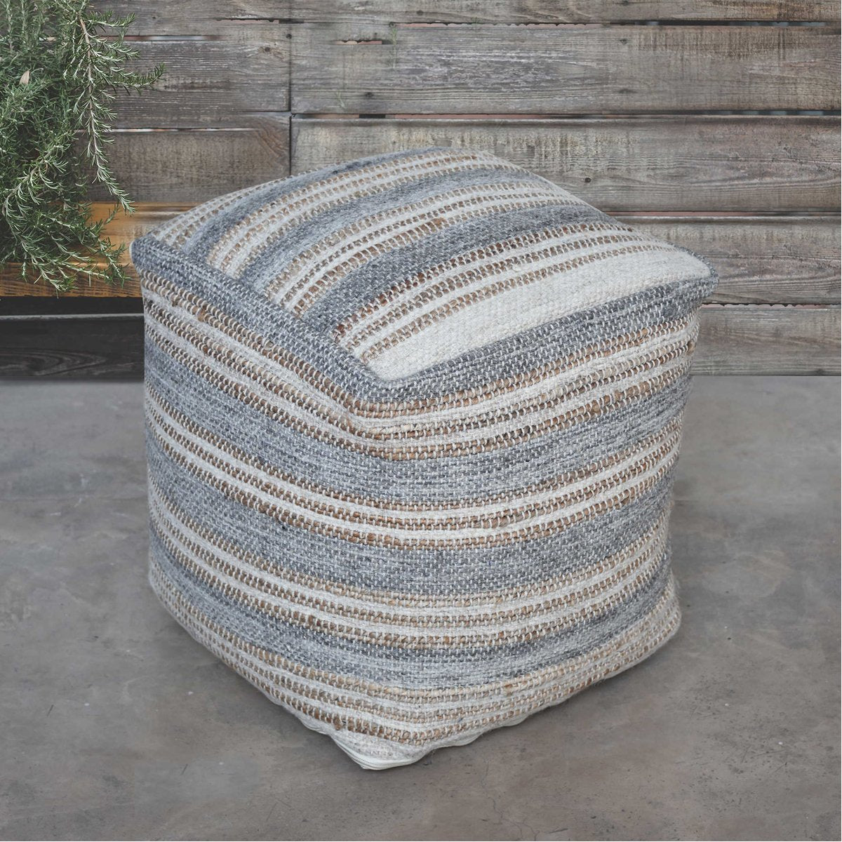 Uttermost Mesick Handwoven Gray Pouf