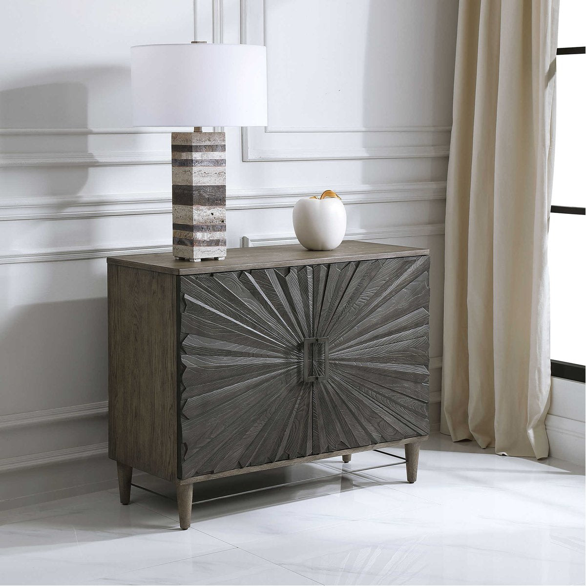 Uttermost Shield Gray Oak 2-Door Cabinet