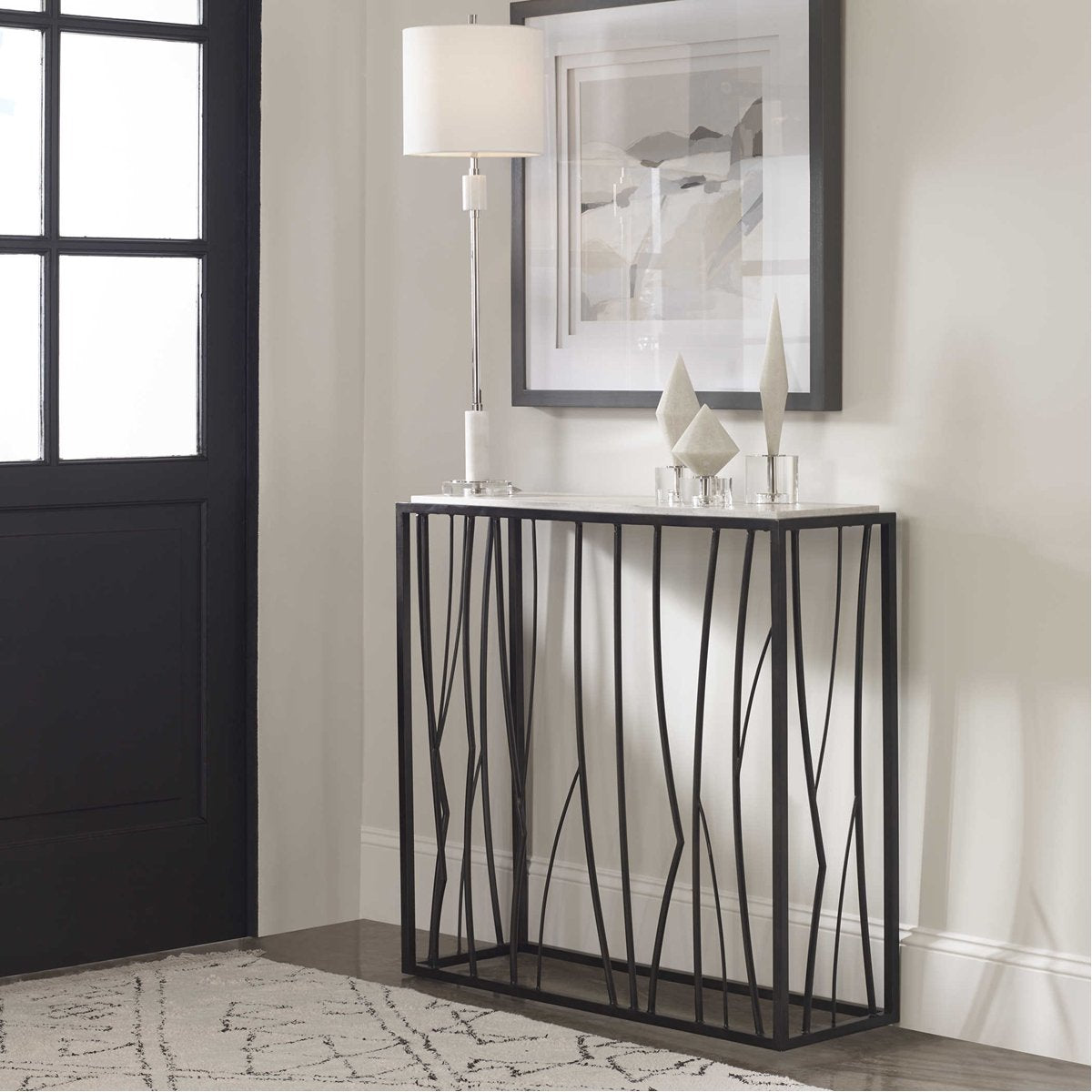 Uttermost Reed Travertine Console Table