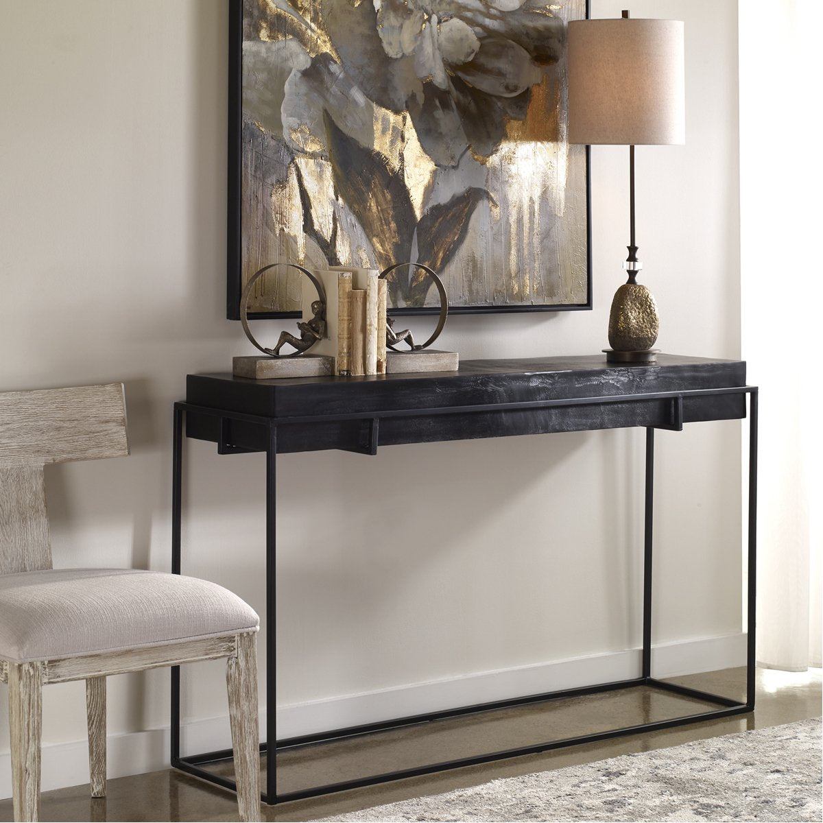 Uttermost Telone Modern Black Console Table