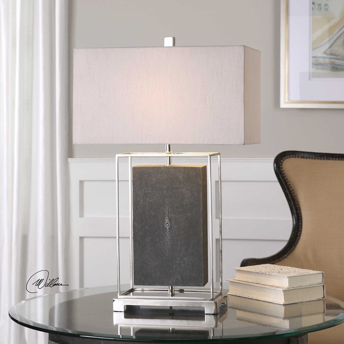 Uttermost Sakana Gray Textured Table Lamp