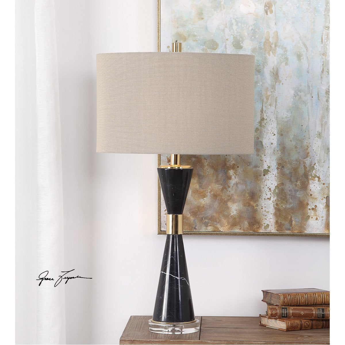 Uttermost Alastair Black Marble Table Lamp