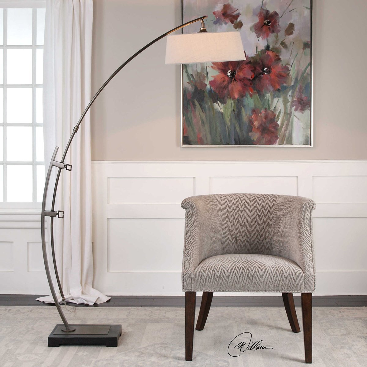 Uttermost Calogero Bronze Arc Floor Lamp