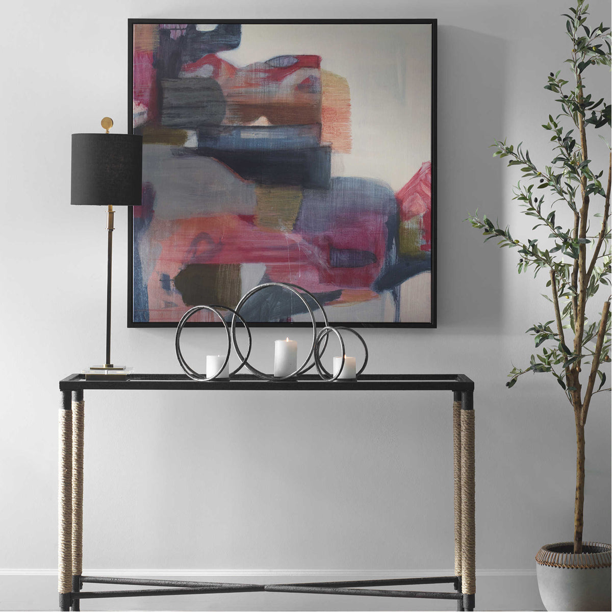 Uttermost Geranium and Ginger Abstract Art