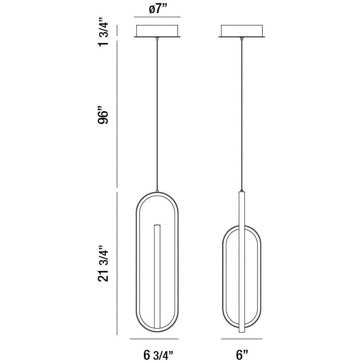 Eurofase Demark 7-Inch Oval Pendant