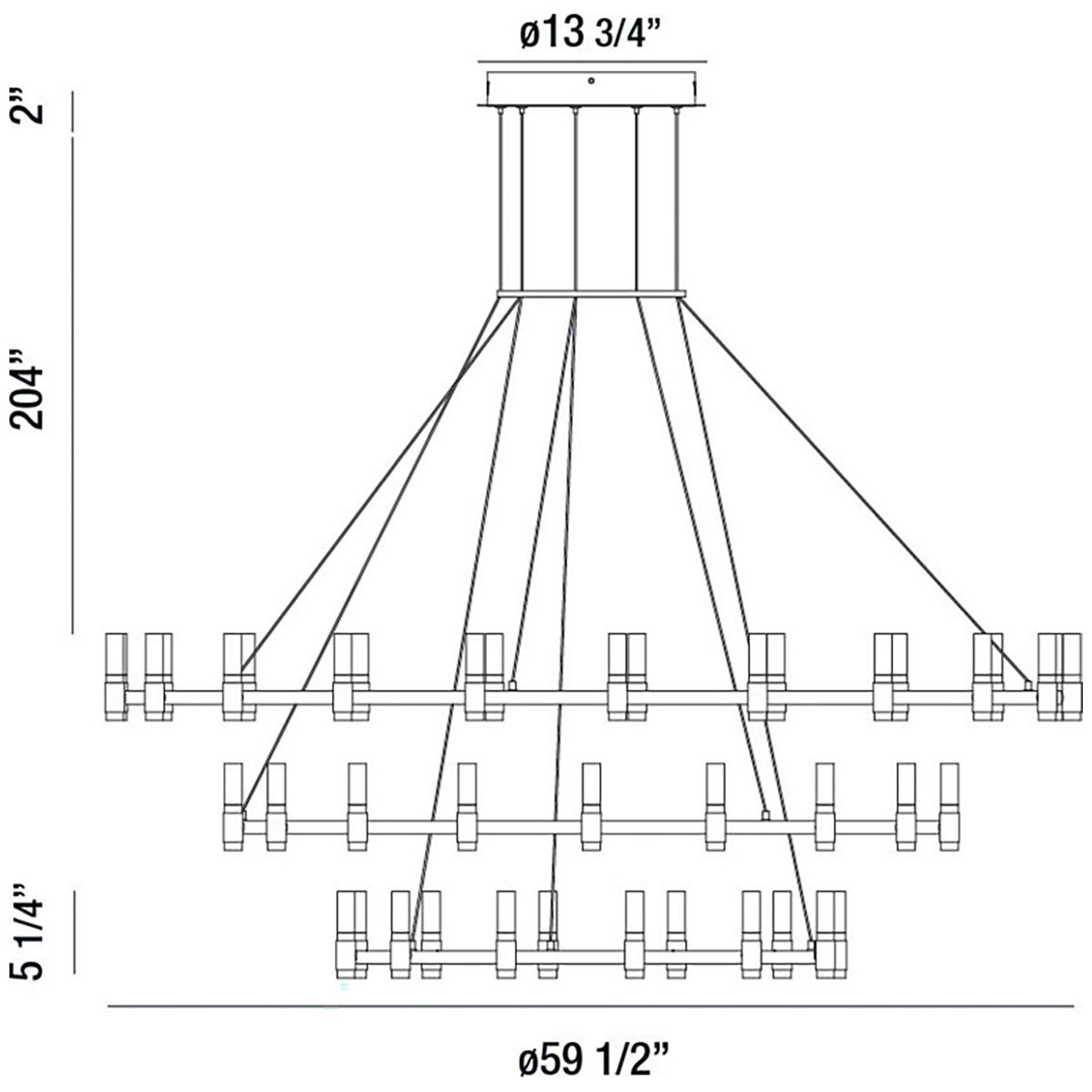 Eurofase Albany 60-Inch 3-Tier Round Chandelier