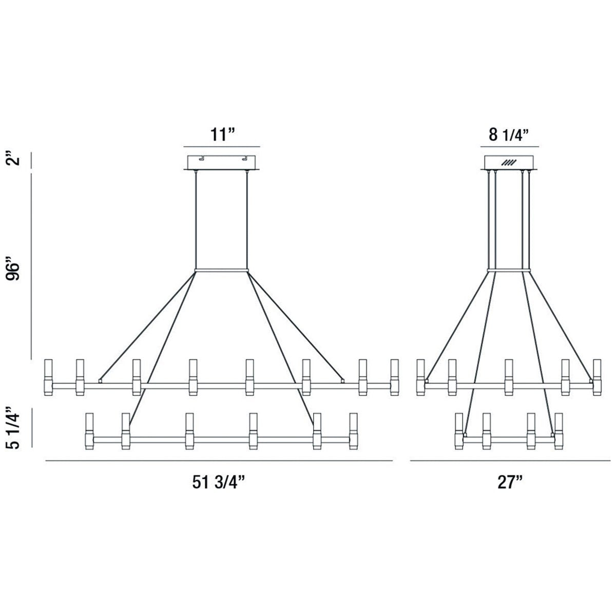 Eurofase Altamont 52-Inch 2-Tier Rectangular Chandelier