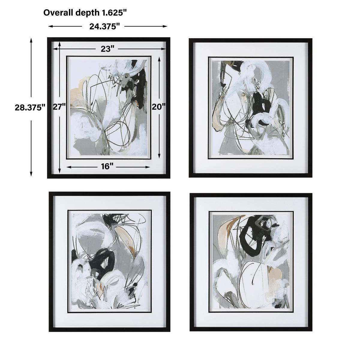 Uttermost Tangled Threads Abstract Framed Prints, Set of 4