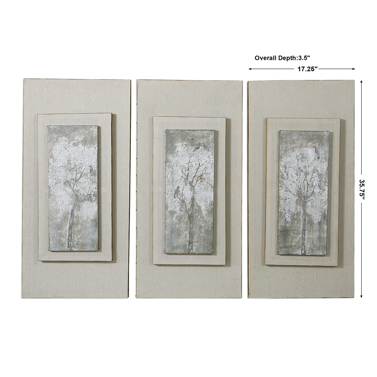 Uttermost Triptych Trees Hand-Painted Art, Set of 3