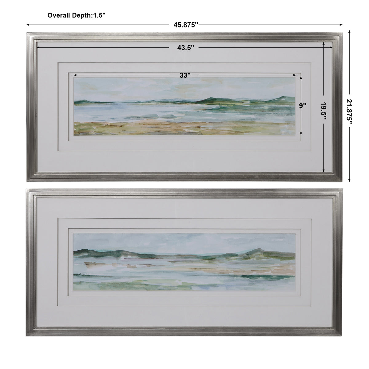 Uttermost Panoramic Seascape Framed Prints, Set of 2