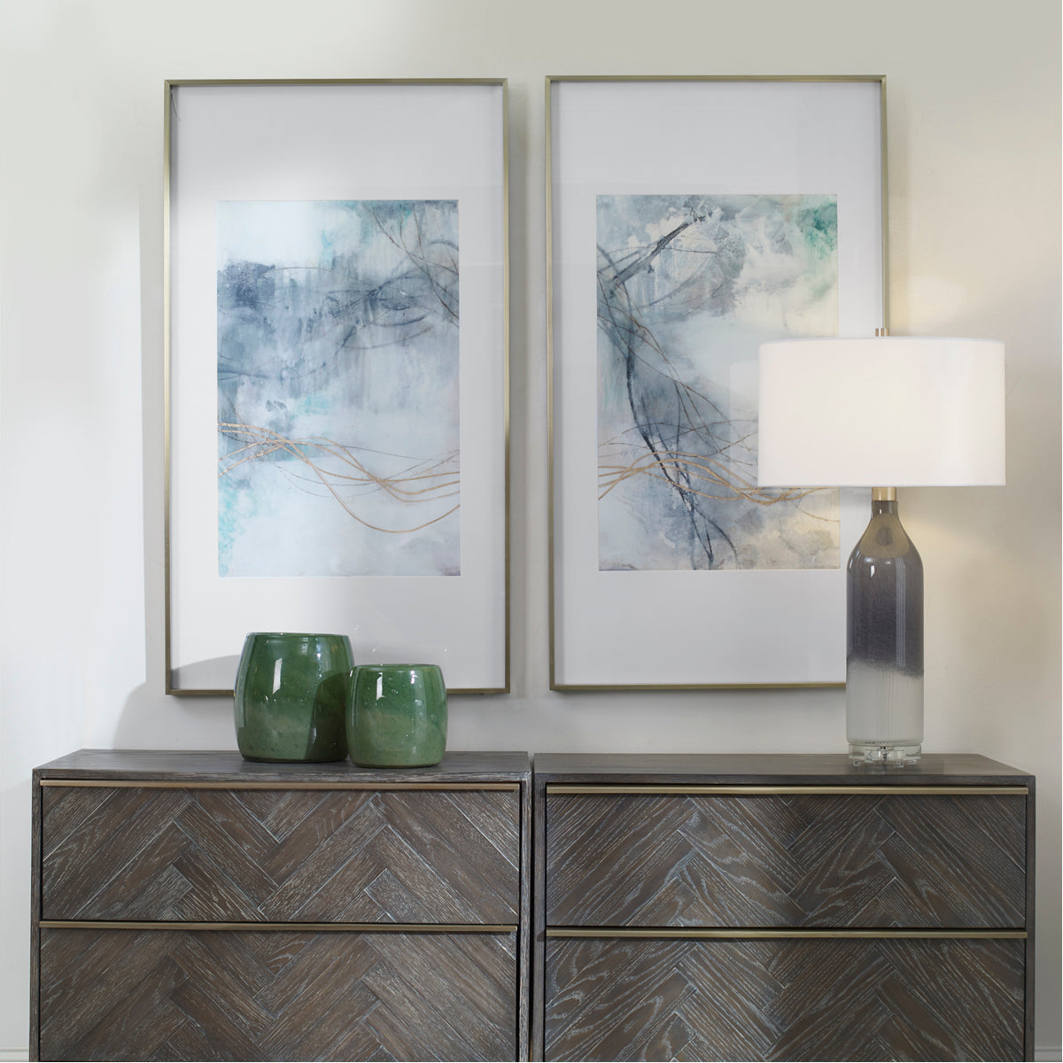 Uttermost Undulating Oro Abstract Prints, Set of 2