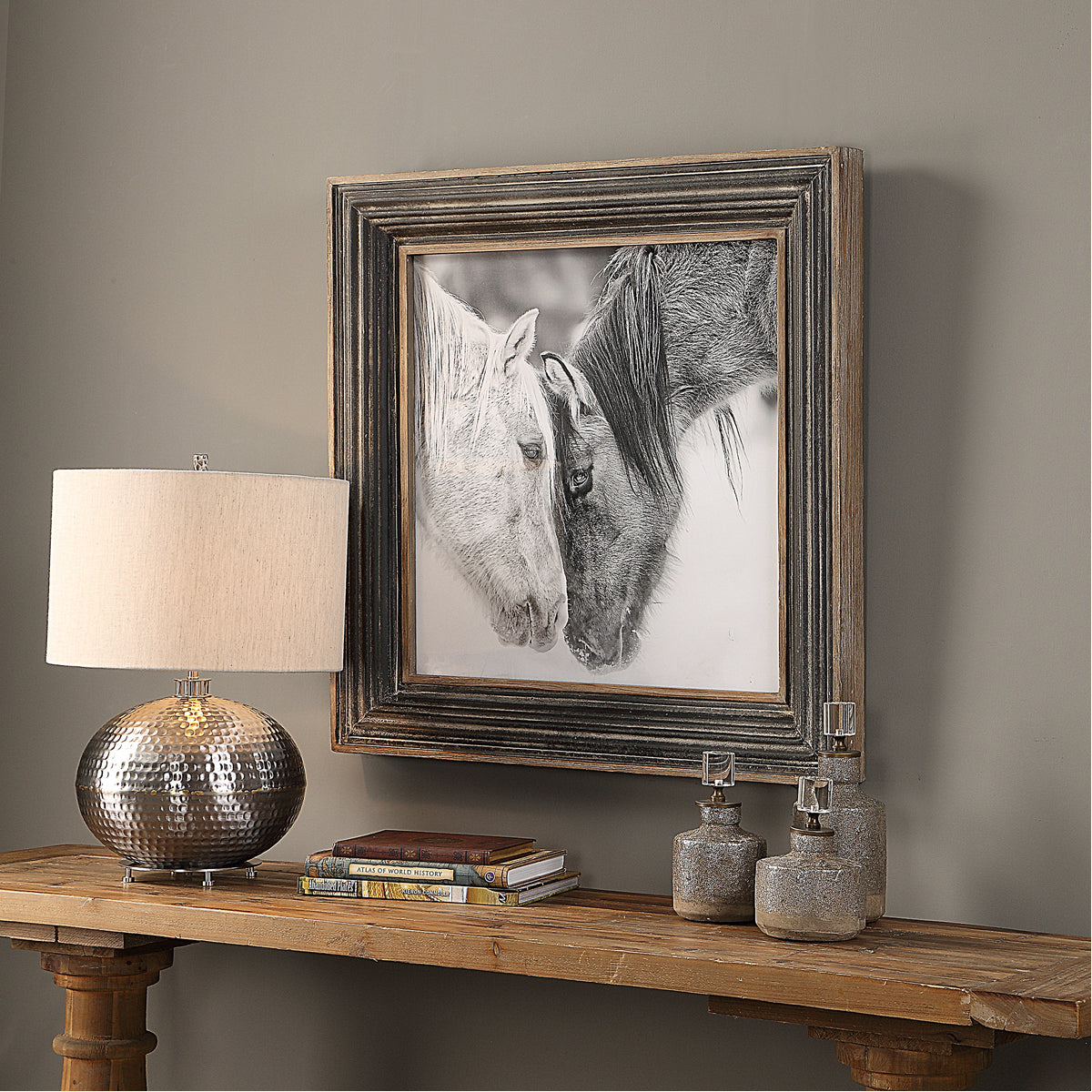 Uttermost Custom Black and White Horses Print