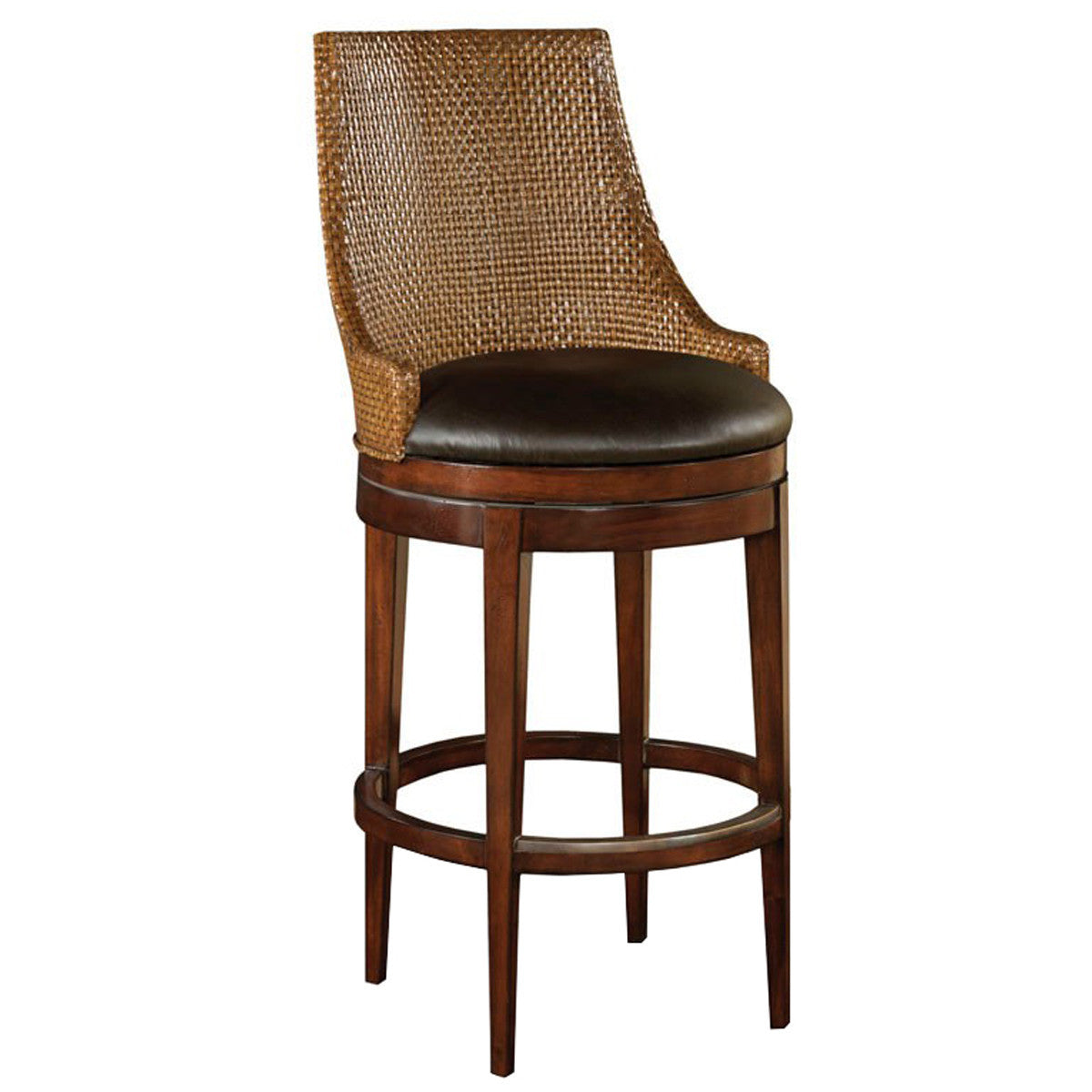 Woodbridge Furniture Dark Brown Woven Leather Bar Stool