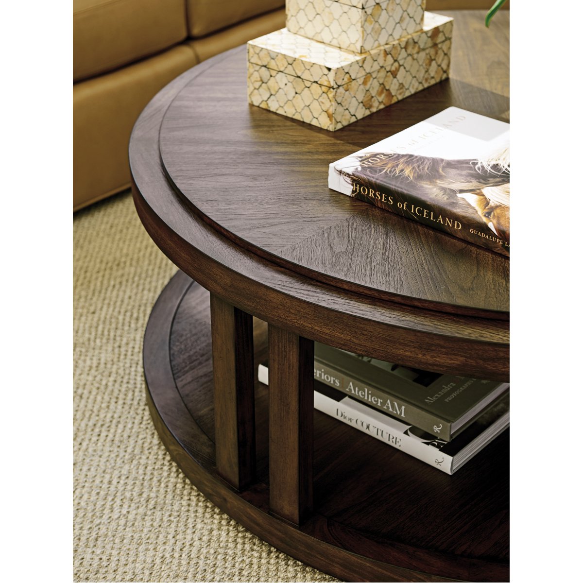 Lexington Silverado Stinson Round Cocktail Table with Glass Top