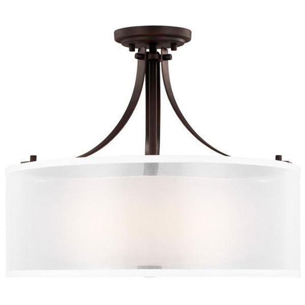 Sea Gull Lighting Elmwood Park 3-Light Semi-Flush Mount with Bulb