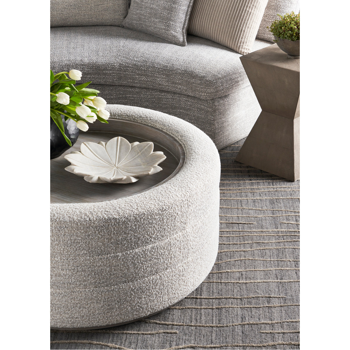 Vanguard Furniture Boyden Round Ottoman with Wood Tray