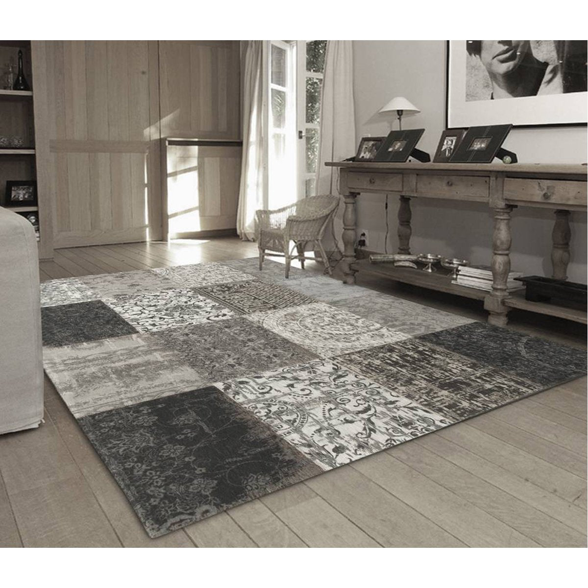 Louis de Poortere Vintage Multi 8101 Black and White Rug